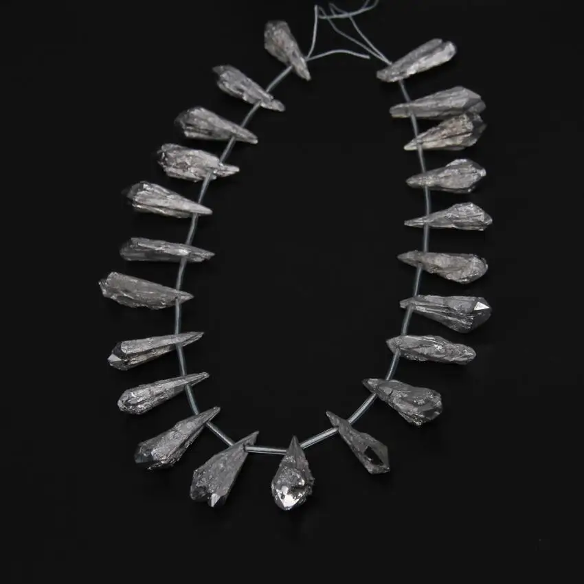 Silver 15," полный прядь бусины ювелирные изделия оптом красочный необработанный Кристальный кварц точка капли воды бусины грубые кристалл палочка Спайк кинжалы - Цвет: Silver