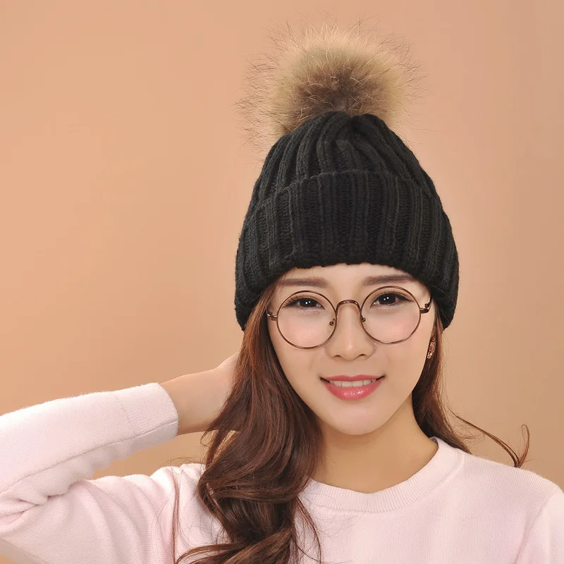 Лидер продаж меховая шапка с помпонами зимняя женская для девочек вязаная