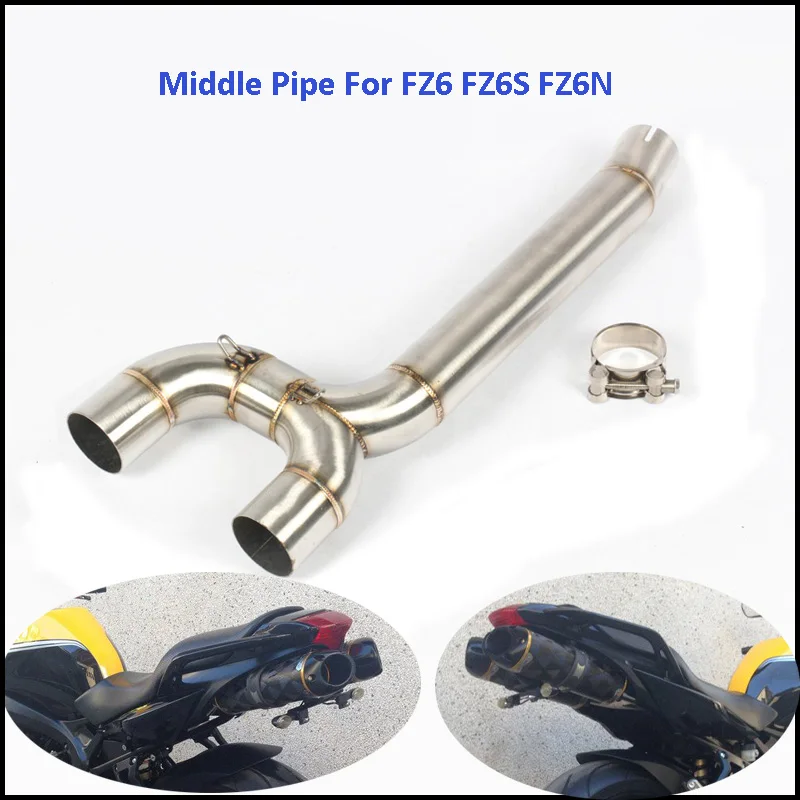 Motorcycle Exhaust System Connect Middle Mid Pipe Exhaust Link Tube Sllip on FZ6 FZ6N FZ6S for Yamaha