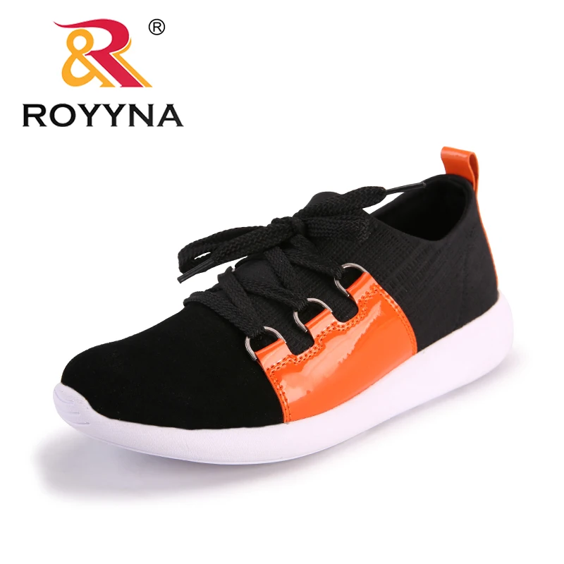 ROYYNA/новые женские кроссовки в классическом стиле, Женская Удобная Обувь На Шнуровке, женская повседневная обувь из микрофибры, легкая - Цвет: black orange red-S