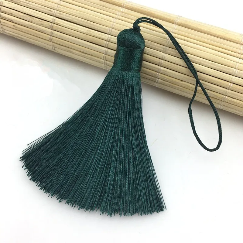 Dark green 10 шт Разноцветные кисти Бахрома подвеска «сделай сам» ювелирные аксессуары домашний текстильный занавес швейная макраме украшение кулон - Цвет: Dark green