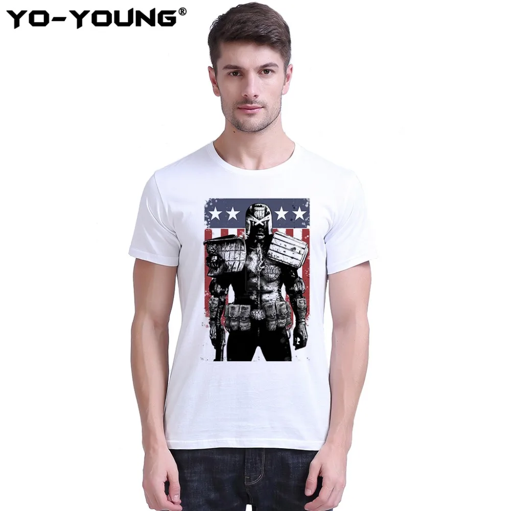Yo-Young Men футболки Judge Dredd цифровая печать 100% 180 gsm чесаный хлопок повседневные
