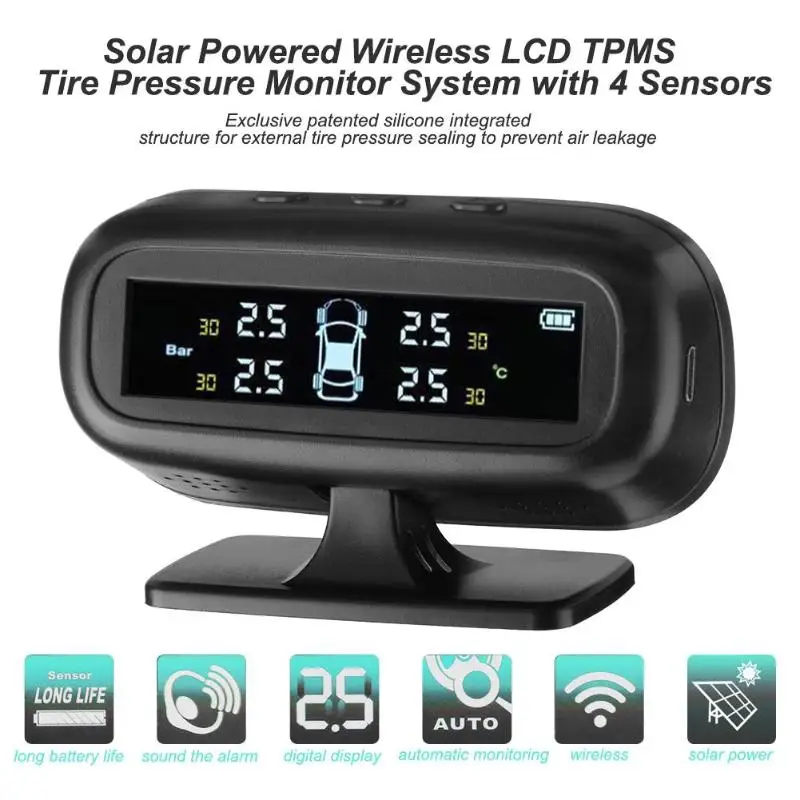 VODOOL умная Беспроводная Автомобильная TPMS система мониторинга давления в шинах ЖК