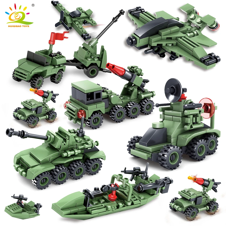 363 + шт Военная армейская Серия автомобиль-вертолет строительный блок корабль