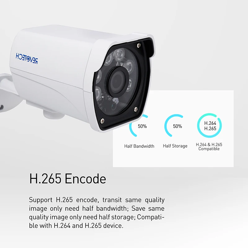 Водонепроницаемая 3MP IP камера H.265 POE 1296P / 1080P наружная светодиодная цилиндрическая