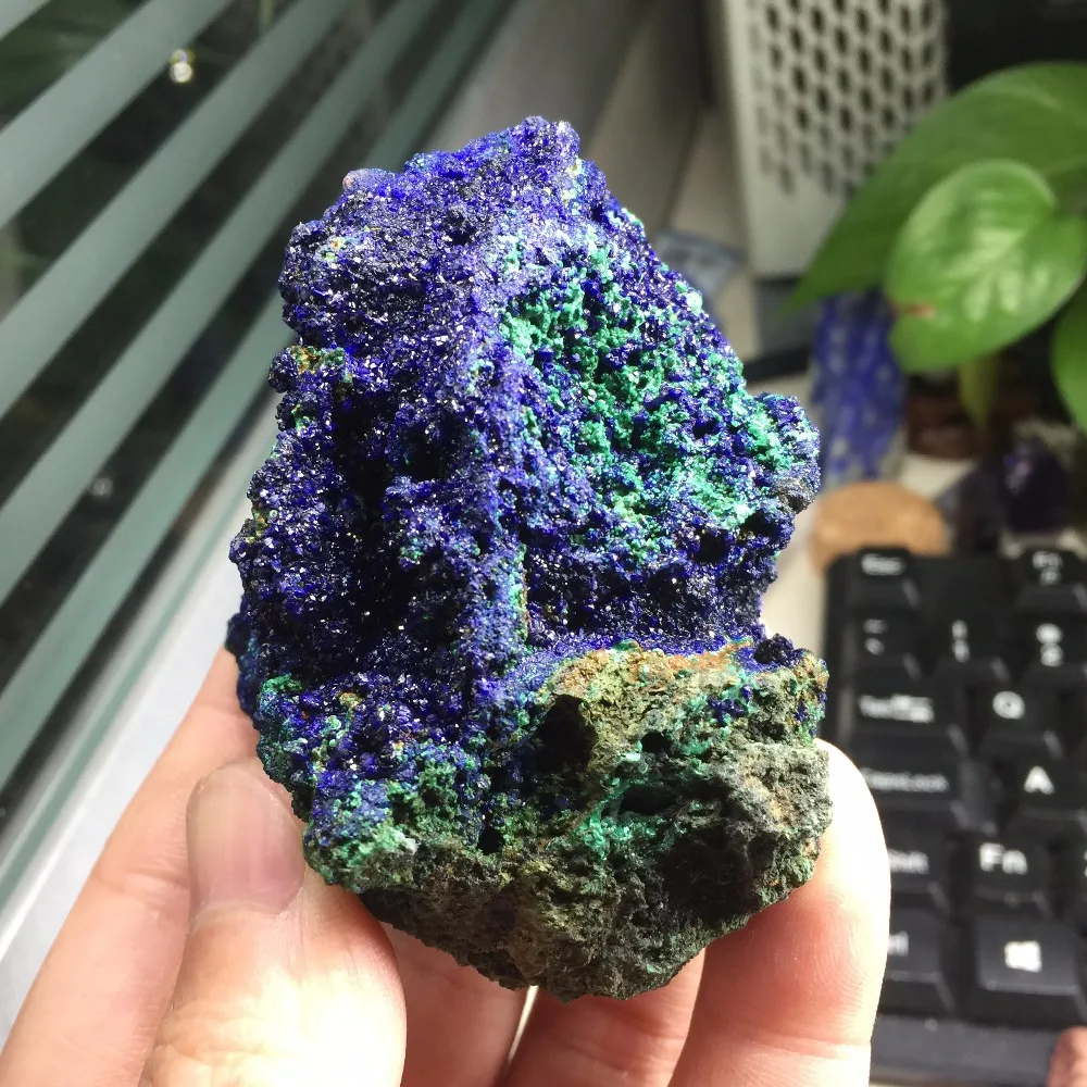 180 г натуральный чусилит материал образец Азурит геодный Буле и зеленый Целебный Камень рейки декор украшения для дома# BH1104
