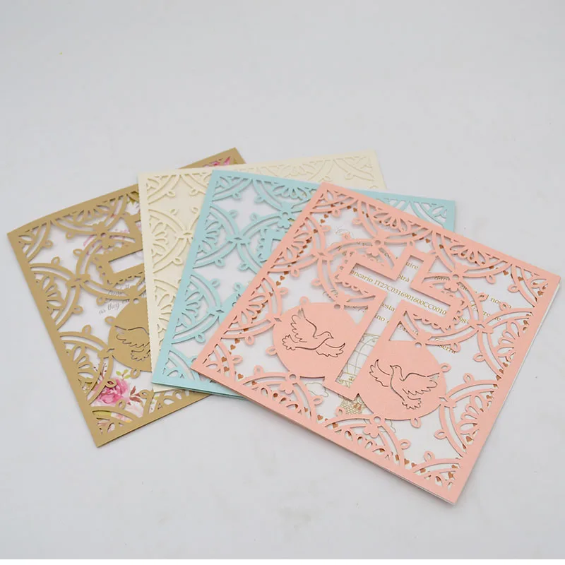 Полый лазерный разрез крест карманные Пригласительные открытки на свадьбу