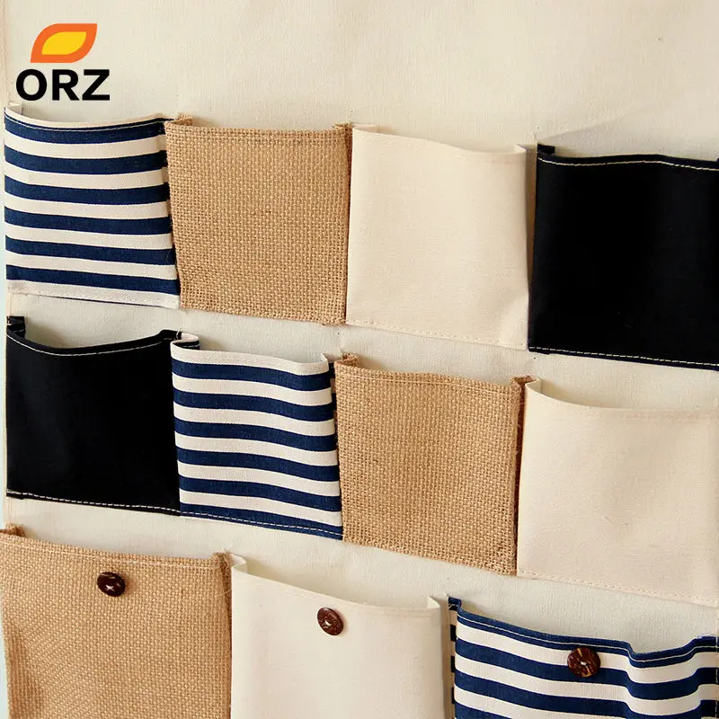 13 Карманный Настенный подвесной органайзер сумка в полоску льняная многослойная