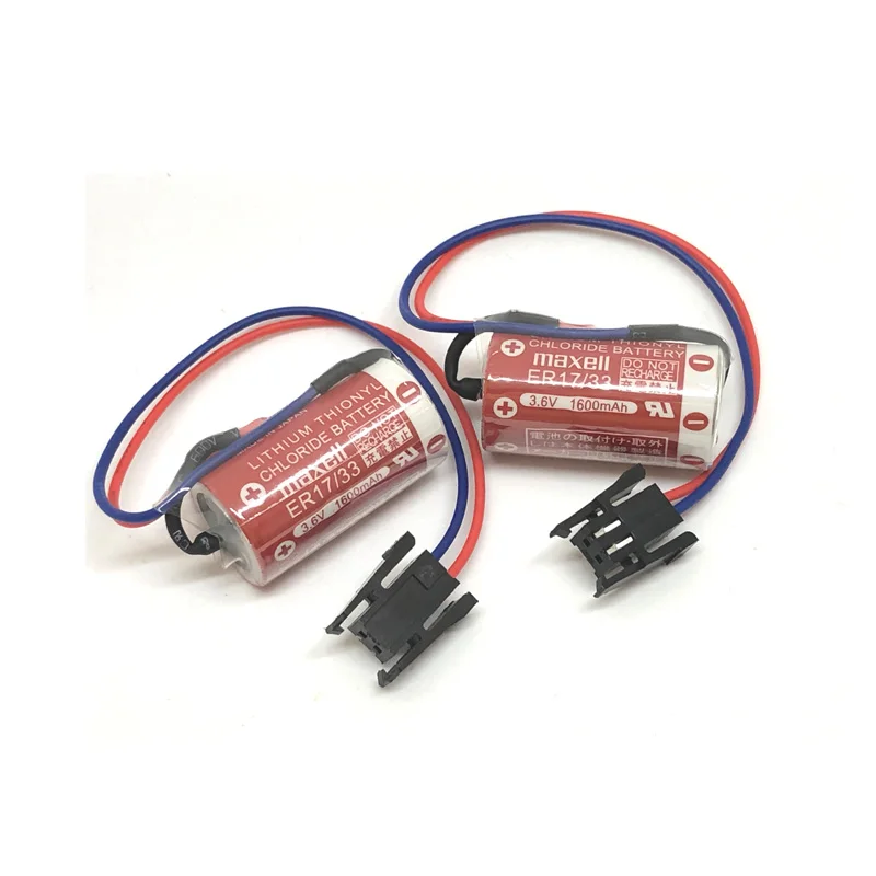 

4pcs/lot Original MAXELL ER17/33 3.6V 1600mAh PLC industrial control Lithium Thionyl Chloride Battery with Black Plug (ER17/33)