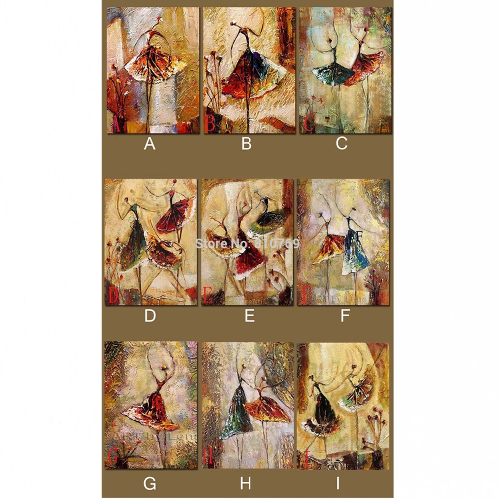 

100% hand-painted home decor hand-painted wall art ballet abstract oil paintings Choose combination A-B-C-D-E-F-G-H-I DM-918009
