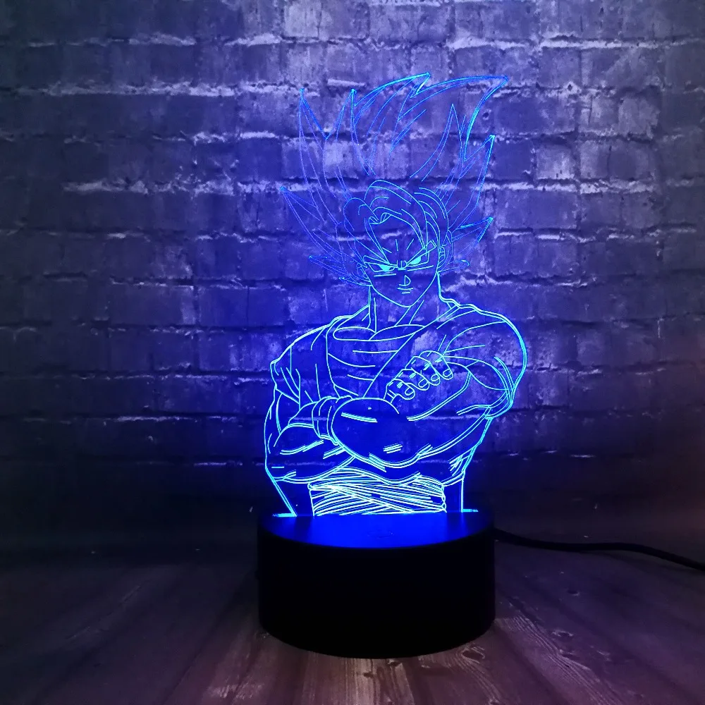 Акриловый Wukong Dragon Ball Kakarotto 3D иллюзия светодиодный 7 цветов зарядка домашняя комната стол декоративное ночное освещение подарок на день рождения
