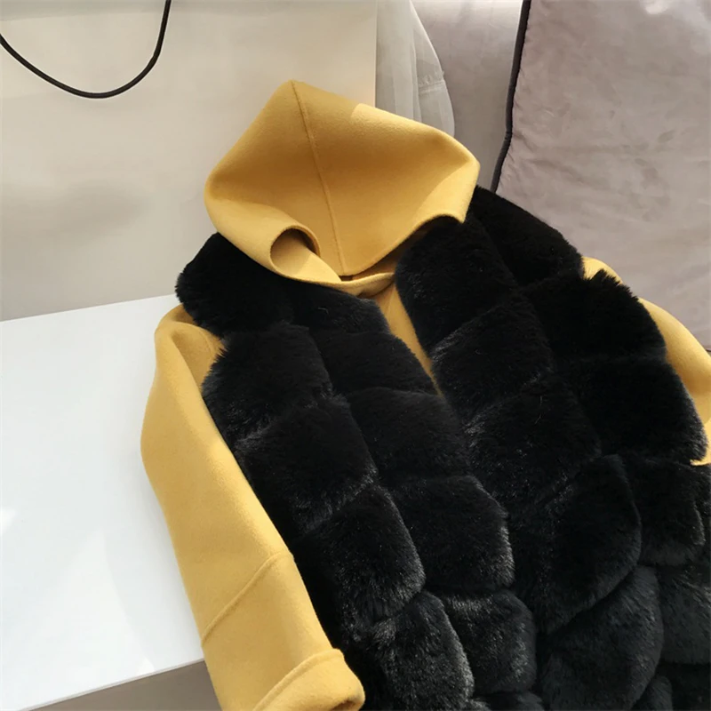 

Long Women Faux Fur Vest Coat Solid Loose Soft Rabbit Fur Coat Casual Coat SpliceFemale Jacket 5 Color to Choose Casaco Feminino