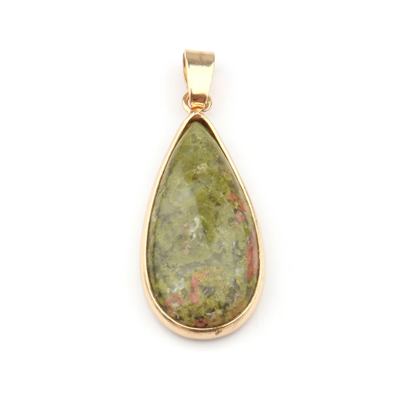 

Natural Stone Pendant Water Drop Shape Pendants Agates/ RoseQuartz/Tiger Eye Charms for Necklaces Jewelry Making 3.6*1.9*0.7cm