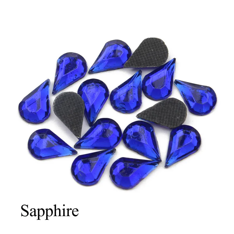 Sapphire Новая распродажа 5X8 мм Горячая фиксация Стразы ровная спинка стеклянные камни 300 шт/партия использование для одежды сумки обувь - Цвет: Sapphire