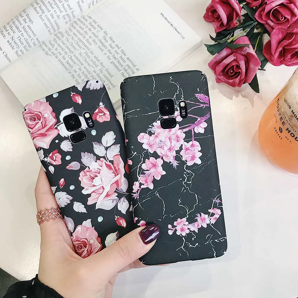 KISSCASE Pretty Flowers Phone Case For Samsung Galaxy S7 S8 S9 edge Plus Note 8 9 Plastic PC Coque Capa |