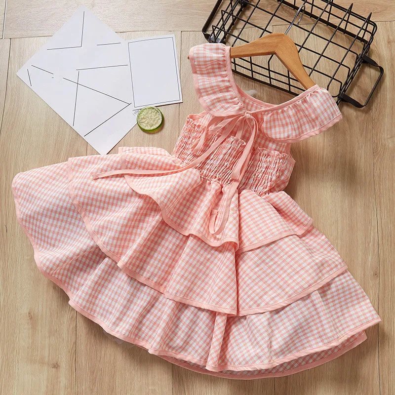 2019 Новое поступление летние платья для маленьких девочек клетчатые с открытой