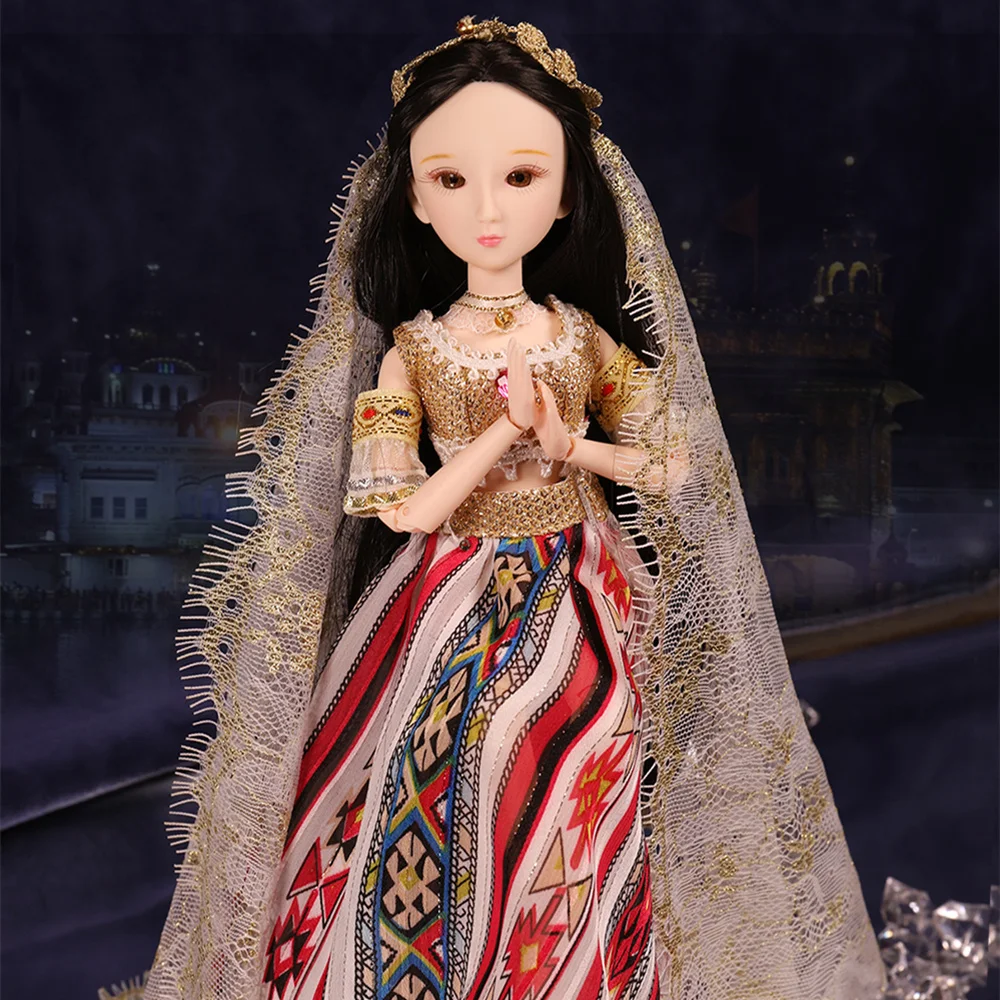 New national costumes India xiaojing doll girl joint body bjd including clothes shoes and box 25cm fress shipping gift | Игрушки и хобби
