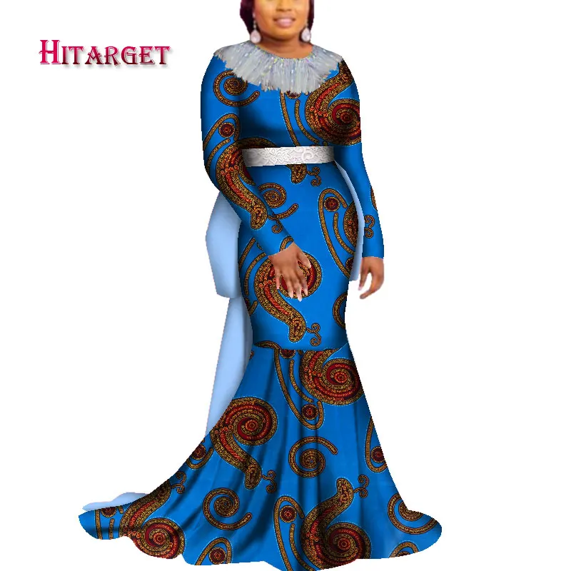 

Hitarget african clothes for women dashiki Casual african print dresses with tassel for party/wedding africa bazin fabric WY4023