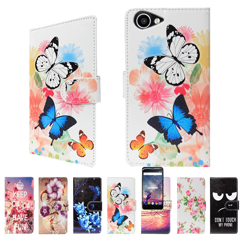 Цветочный принт бумажник чехол для Digma VOX G501 4 г 5 0 &quotкожаный Coque задняя крышка
