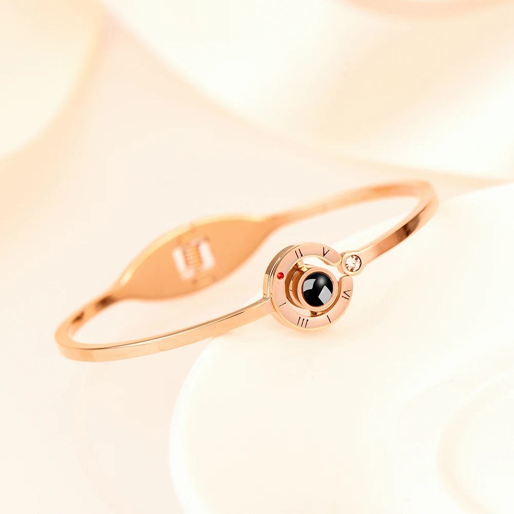 Модный браслет из розового золота с римскими цифрами и кристаллами для женщин на