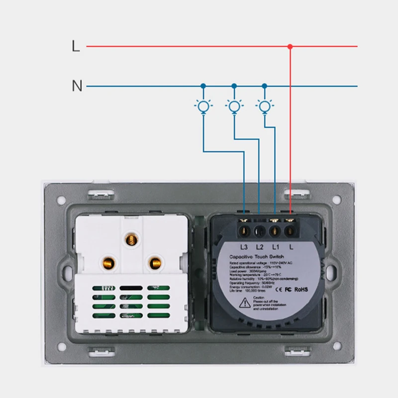 Настенный сенсорный выключатель Minitiger французская стандартная розетка 16 А 1