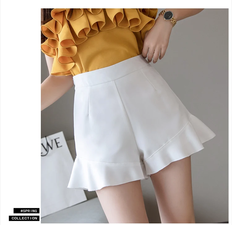 S-2XL, японские, женские, одноцветные шорты, милые, милые, для молодых девушек, высокая талия, оборки, подол, широкие, шорты для женщин, лето