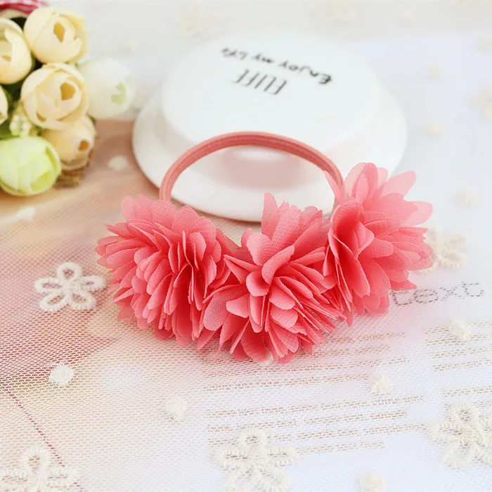 Резинки для волос шифоновые с цветами 2 шт./лот | Аксессуары одежды