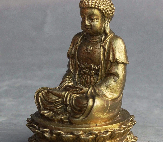 Free shipping Tibet Buddhism Brass Seat Lotus Sakyamuni Shakyamuni Buddha Statue Figurine | Statues &amp Sculptures