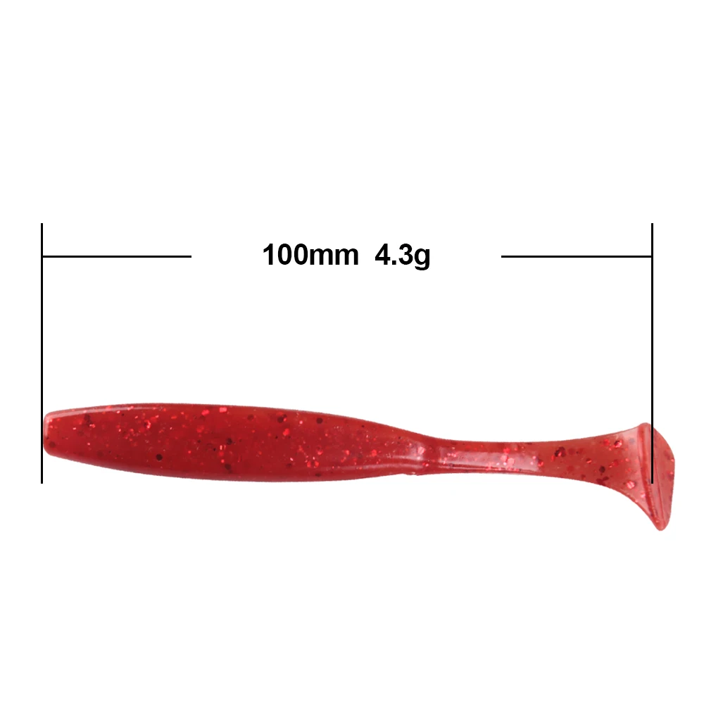 BASSKING 8Pcs 100mm 4.3g Soft Baits Silicone T-tail Artificial Fishing Lure Wobbler Worm for Saltwater/Frshewater Leurre | Спорт и