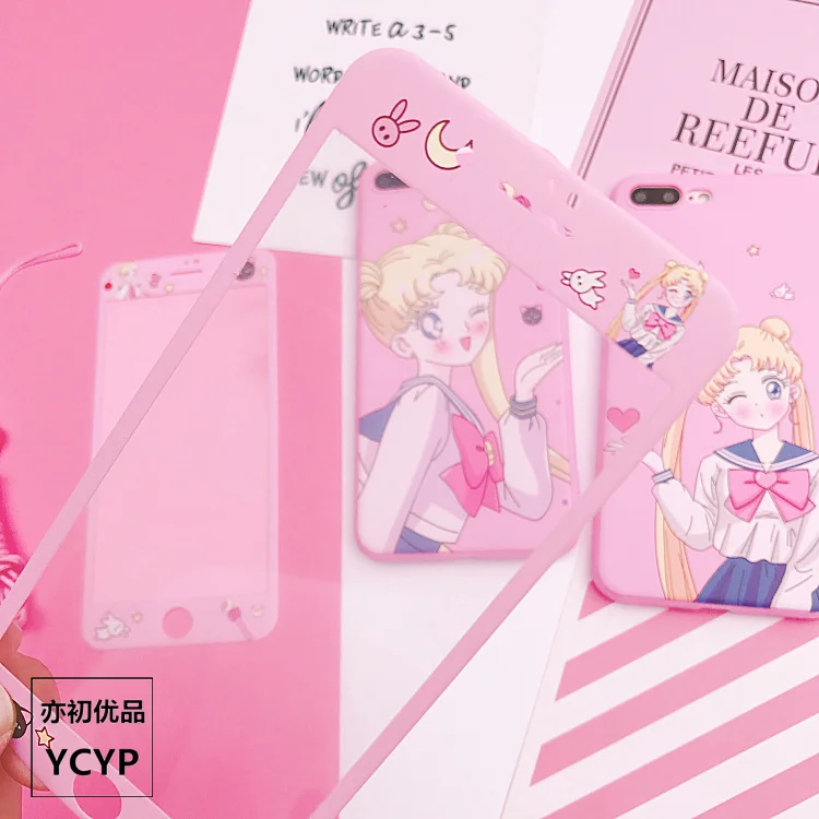 Чехол Sakura для iphone X Cardcaptor+ Защитная пленка для экрана из закаленного стекла для iphone 6 6s Plus 7 7plus 8 8plus Сейлор Мун