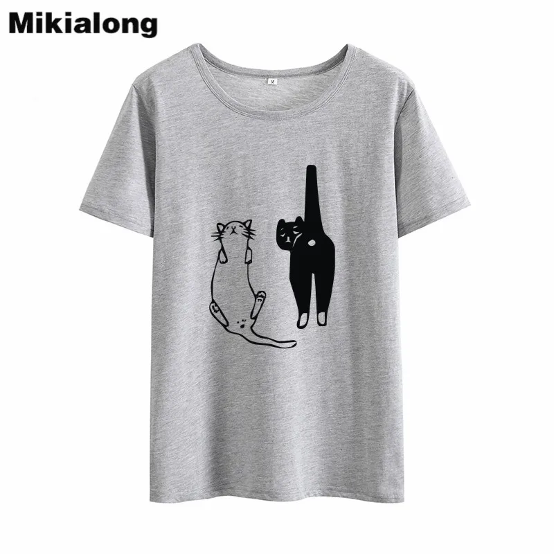 Mikialong/женская футболка с рисунком кота из мультфильма 2018 Kawaii Ulzzang Женская