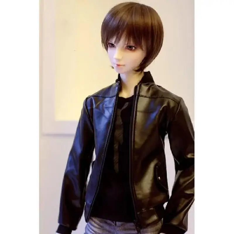 BJD Черная Куртка Пальто Верхняя одежда синтетическая кожа для 1/4 1/3 24 &quot60 см 70 SD17