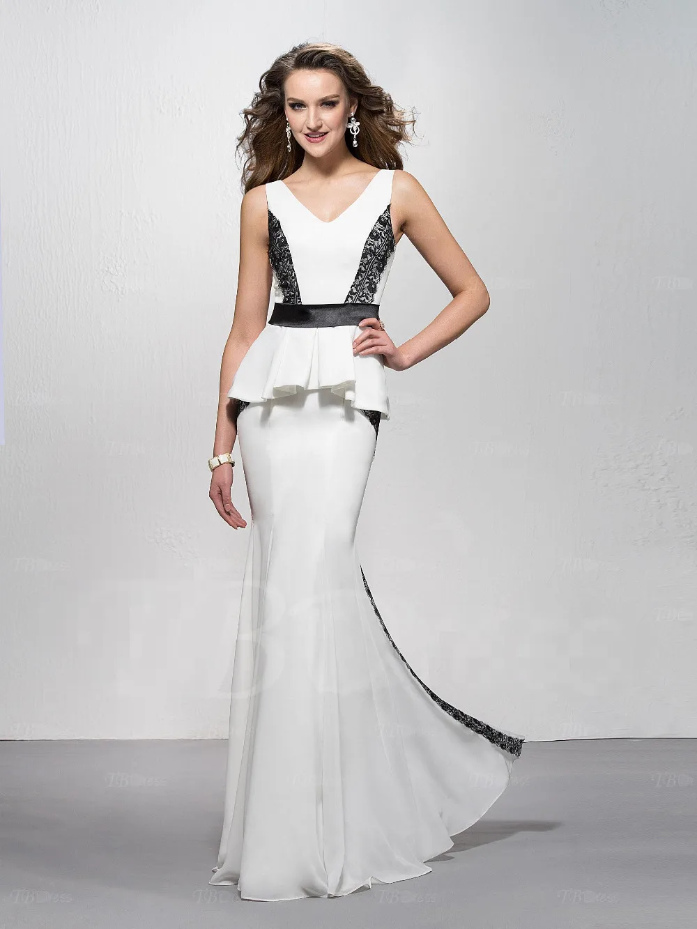 Вечерние Платья 2016 Robe De Вечер Longue Длинное Вечернее Платье Сшитое Белый Черный