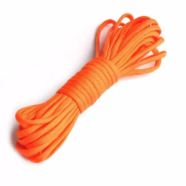 Orange 25 футов/50 футов/100 футов 550 Паракорд парашютный шнур веревочка Mil Spec Тип III 7 стенд веревка для выживания на открытом воздухе скалолазание - Цвет: Orange