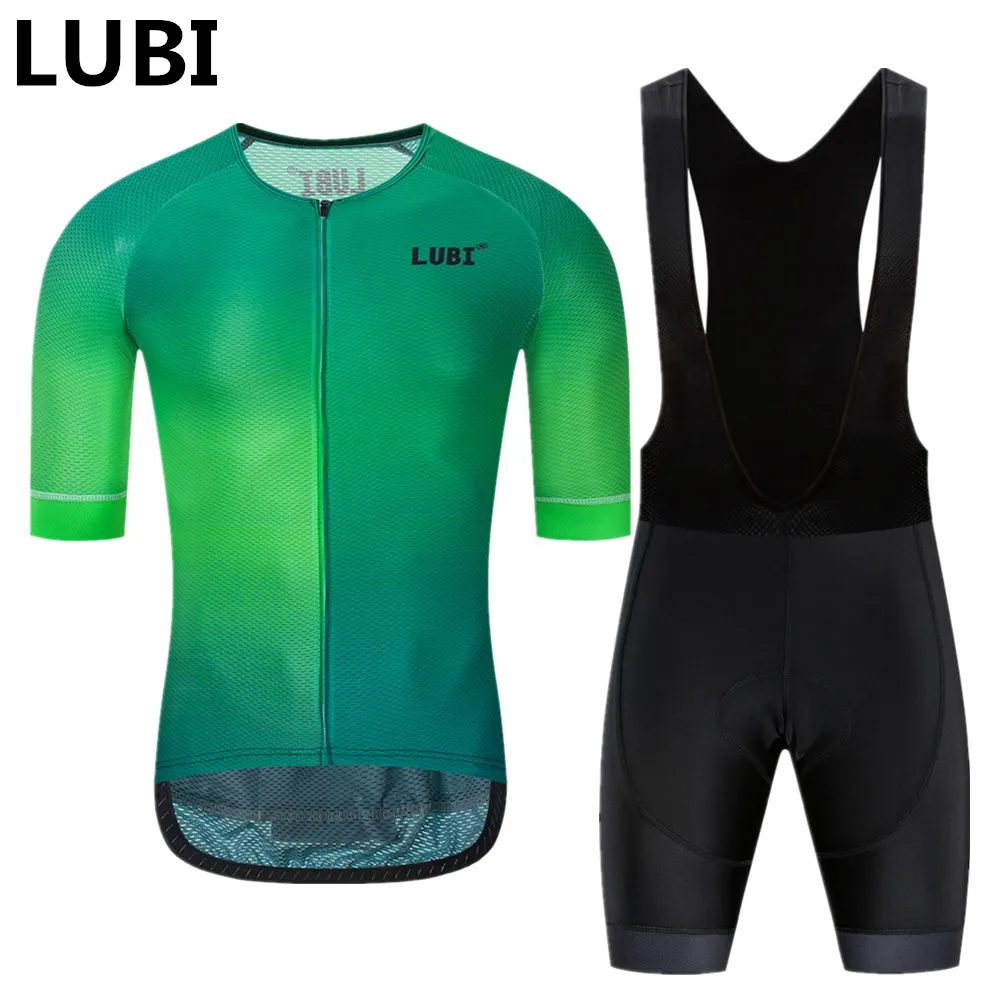 jersey and bib short LUBI Pro Team, мужская летняя велосипедная майка, короткий комплект, одежда с высокой плотностью, губчатая подкладка, MTB, комплекты одежды, велосипедная одежда, дорожный костюм - Цвет: jersey and bib short