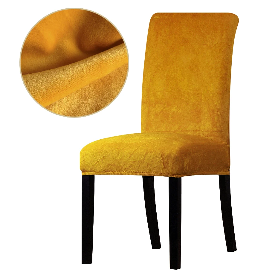 Velvet fabric Chair Cover Washable Removable Big Elastic Seat Arm Covers Slipcovers Stretch Chair Covers For Banquet Office - Цвет: Gold