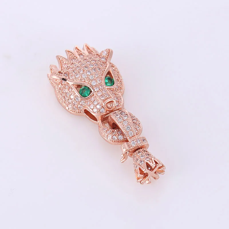 European Hot Fashion Micro Pave Black Zircon Copper Leopard Head Jewelry Fittings For Bracelet Necklace Pendant Connector Clasps | Украшения