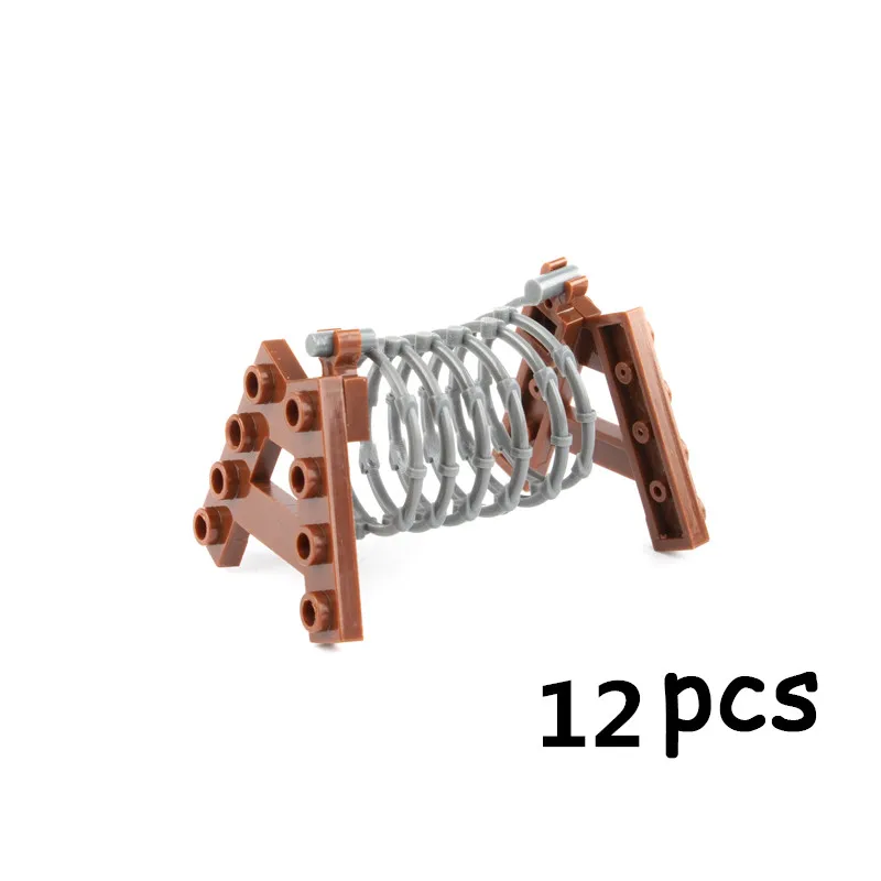 Afence12PCS Военный пакет оружия забор MOC Строительные блоки мини-рельсовый забор SWAT город аксессуары WW2 фигурки части игрушки Кирпичи детей C015 - Цвет: Afence12PCS