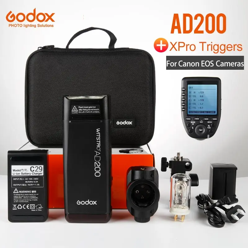 Godox AD200 200 Вт 2 4 г ttl флэш памяти для камер Canon + Xpro C xpro Беспроводной триггеры 1 /8000 s HSS 5