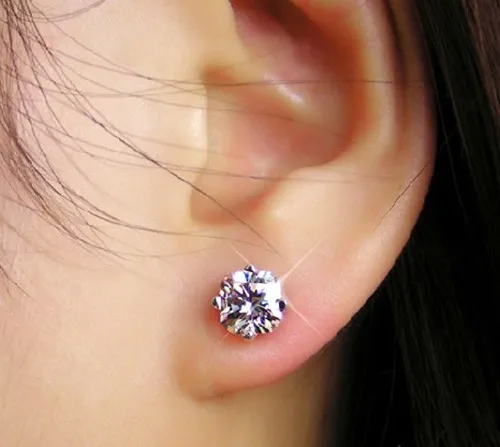 Серьги-гвоздики Pretty 1Ct/each 6 мм с подушкой однотонные серьги из стерлингового