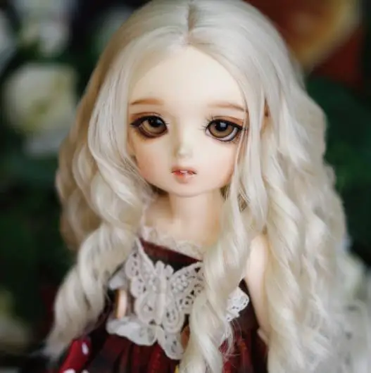 

doll accessories 1/4 1/6 Bjd wig doll hair wig long half straight half curly wavy roll medium middle parting - ga29