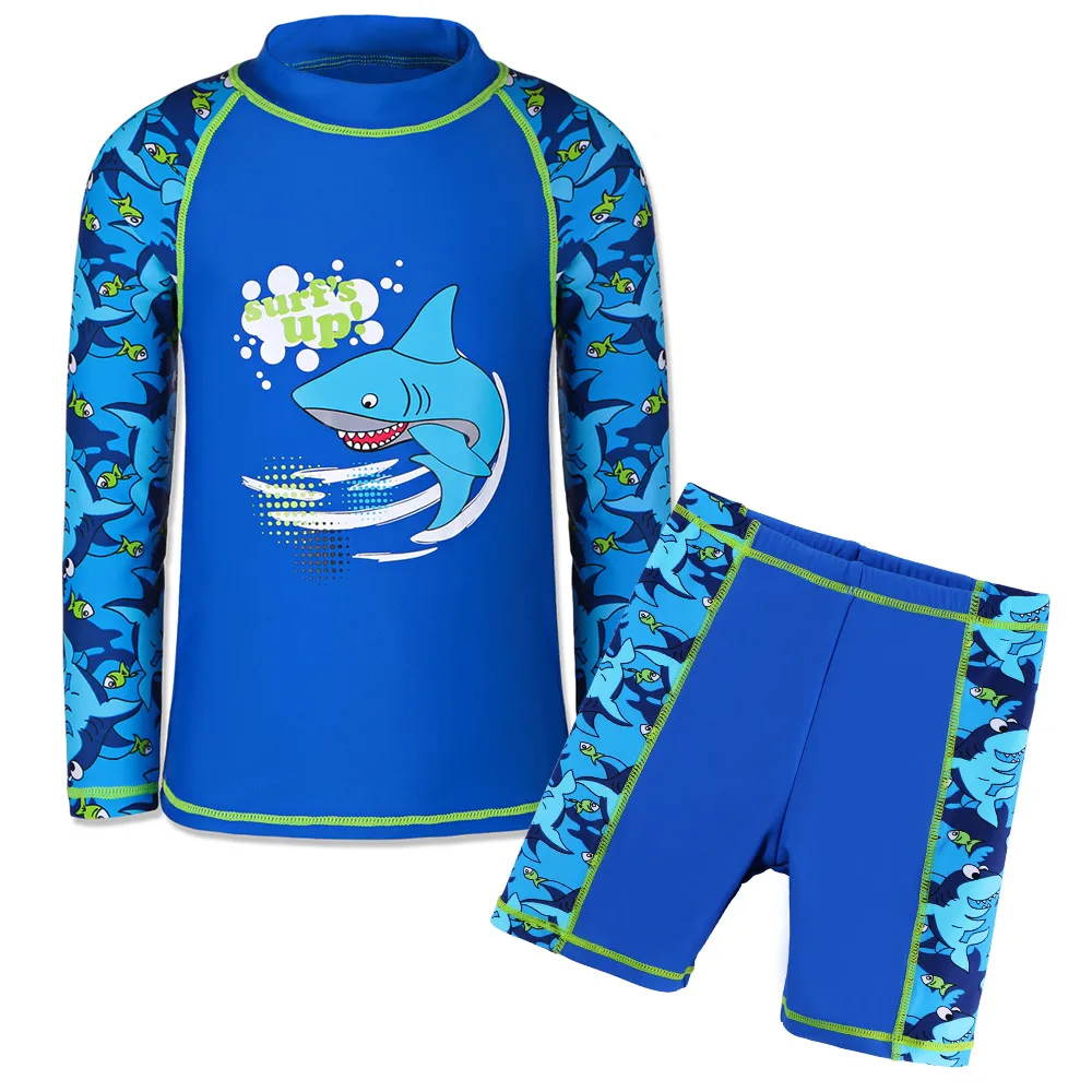 

BAOHULU Kids Boys Swimsuit UPF 50+ UV Sun Protective Two Pieces Swimwear Long Sleeve Bathing Suit Shark Print Beach Wear