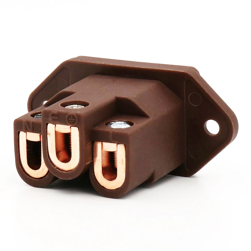 Коричневая аудиовилка VI06CC из чистой меди IEC гнездо входа AC 250 в 15 А