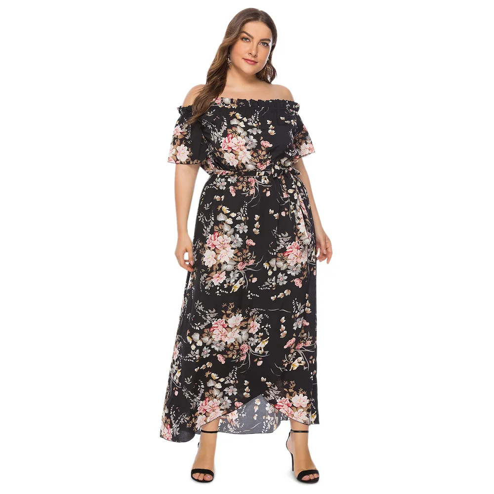 Длинное платье Boho розовое с открытыми плечами цветочным принтом | Женская одежда