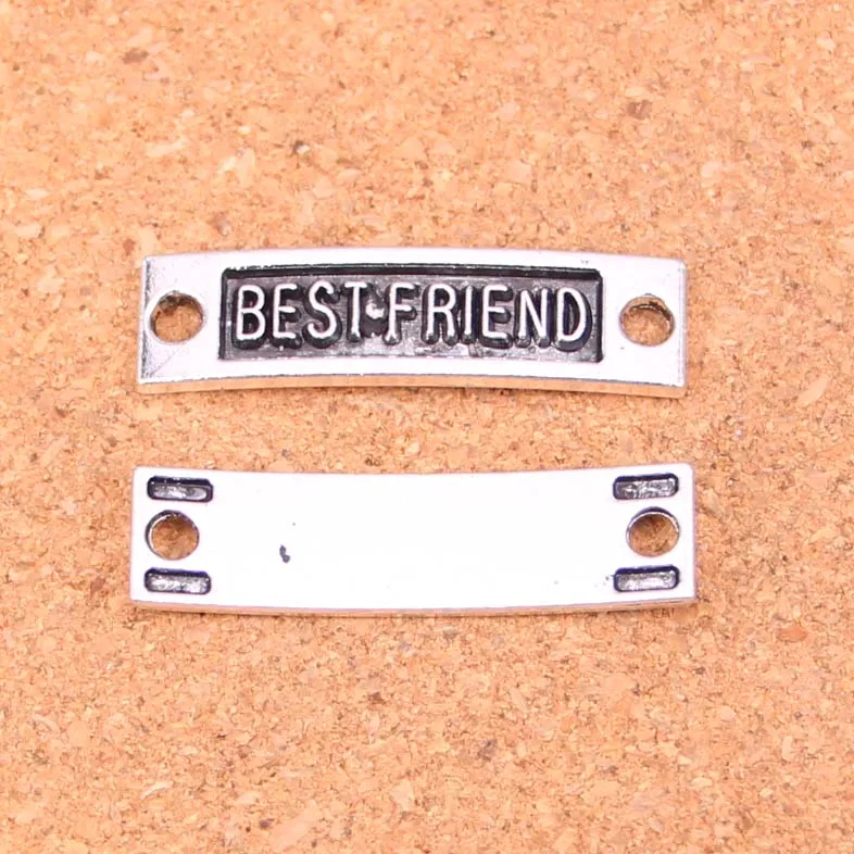 40 шт. античные посеребренные Подвески с разъемом best friend Diy ювелирные изделия