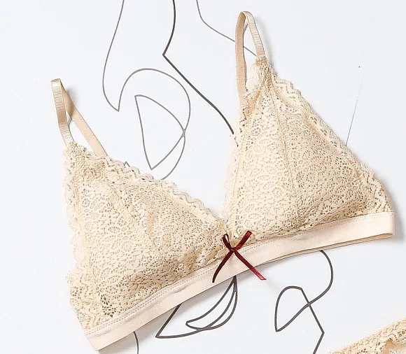 GUMPRUN Sexy Lingerie Lace BraThin Breathable Seamless Bralette Adjusted Push Up Bras for Women Soutien gorge Wireless Backless - Цвет: Хаки