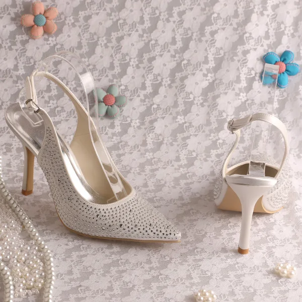 Женские свадебные туфли Wedopus со стразами с острым носком темно-синие вечерние