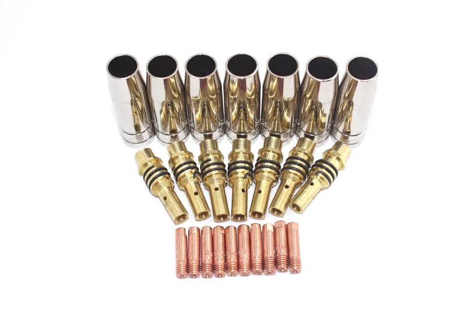 30pcs15AK Binzel фонарь/пистолет расходные электроды и нержавеющая сталь защитная крышка и соединительный стержень для MIG сварочный аппарат