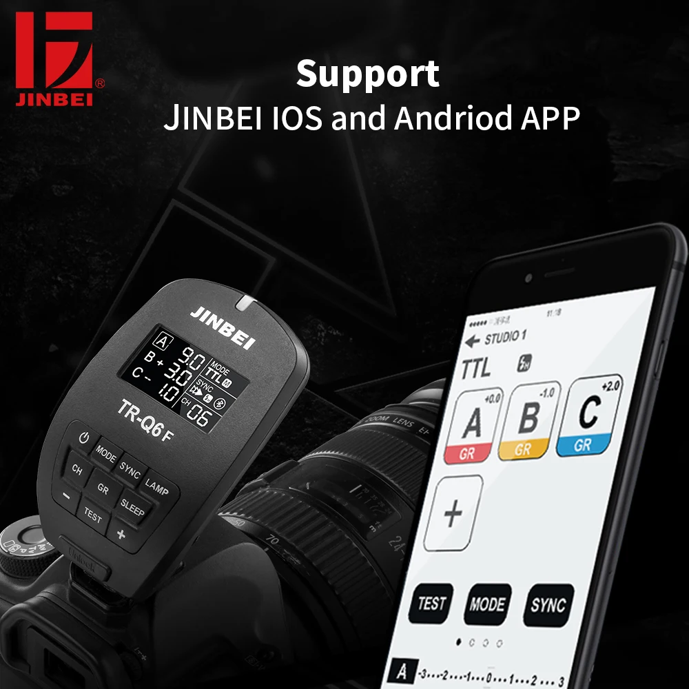 JINBEI TR-Q6F передатчик для камеры Fuji HSS ttl с радиоуправлением