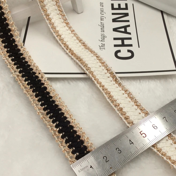 1 ярд аксессуар для одежды 2 см кружевная отделка с золотым краем вышитая Лента